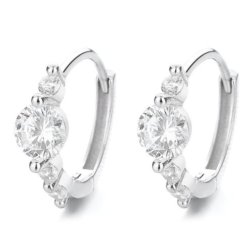 Argent sterling 925 Huggie Anneau d'oreille, pavé de micro zircon & pour femme, plus de couleurs à choisir Vendu par paire