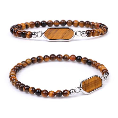 Piedras preciosas Pulsera, con aleación de zinc, Patrón Geométrico, pulido, diferentes materiales para la opción & unisexo, longitud:aproximado 6.9-7 Inch, Vendido por UD