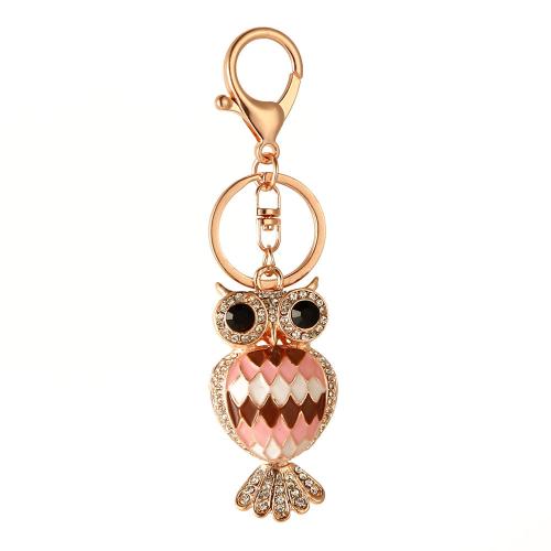 Rhinestone Zinc Alloy Key Chain, Owl, Unisex & with rhinestone 