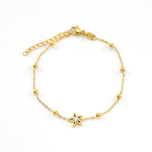 Acero inoxidable Pulsera con dijes, acero inoxidable 304, con 3cm extender cadena, Joyería & diferentes estilos para la opción & micro arcilla de zirconia cúbica & para mujer, longitud:aproximado 17.5 cm, Vendido por UD