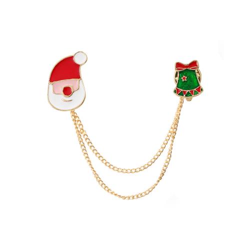 Christmas Jewelry Brooch , Zinc Alloy, gold color plated & Christmas Design & Unisex & enamel 