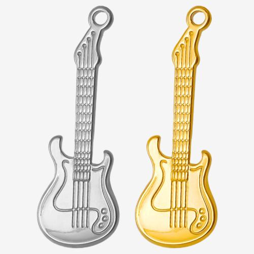 Stainless Steel Musical Instrument and Note Pendant, 304 Stainless Steel, Guitar, Vacuum Ion Plating, DIY 