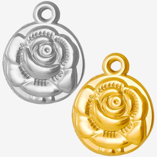 Edelstahl Blume Anhänger, 304 Edelstahl, Rose, Vakuum-Ionen-Beschichtung, DIY, keine, 13x16mm, Innendurchmesser:ca. 10mm, verkauft von PC