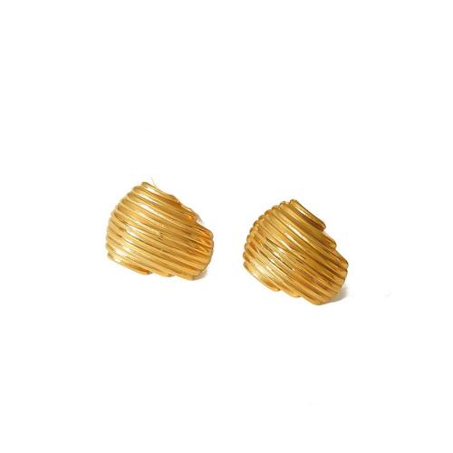 Titanium Steel Stud Earring, gold color plated, fashion jewelry, golden 