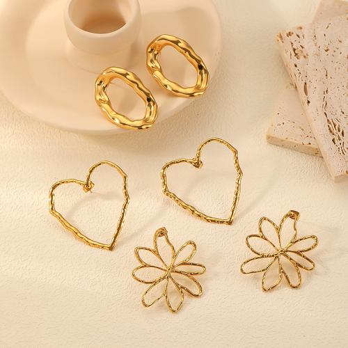 Titanium Steel Stud Earring, gold color plated, fashion jewelry golden 