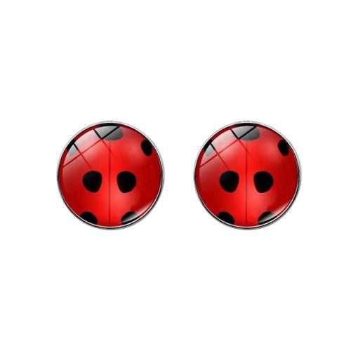 Enamel Zinc Alloy Stud Earring, Ladybug, plated, fashion jewelry, red 