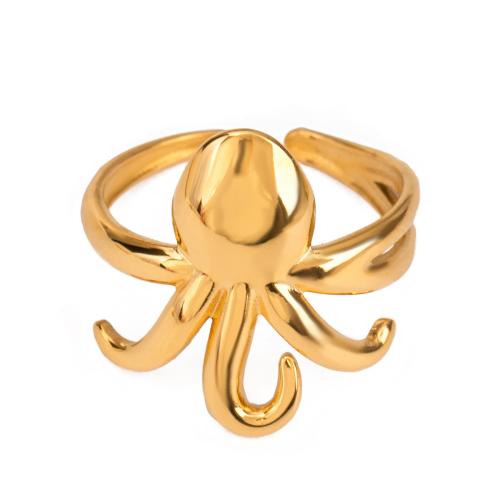 Edelstahl Fingerring, 304 Edelstahl, goldfarben plattiert, Modeschmuck, goldfarben, verkauft von PC