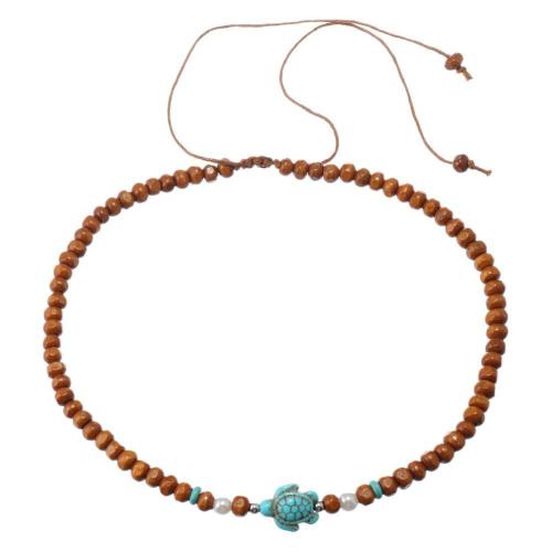 Turquoise Jewelry Sets, Wood, with turquoise, handmade, 2 pieces & fashion jewelry & for man, brown [