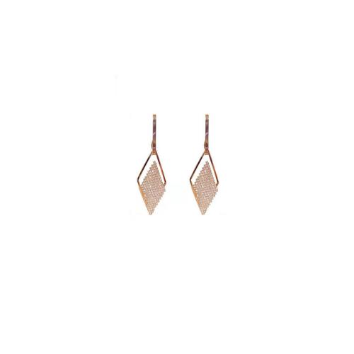 Boucles d'oreilles en laiton zircon cubique pavent, Plaqué d'or, pavé de micro zircon & pour femme, Or Vendu par paire