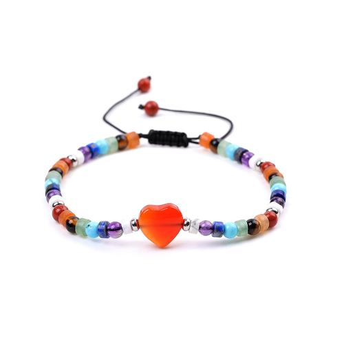 Piedras preciosas Pulsera, con cordón poliéster & acero inoxidable 304, Corazón, hecho a mano, diferentes materiales para la opción & unisexo, longitud:aproximado 6.7-10.2 Inch, Vendido por UD