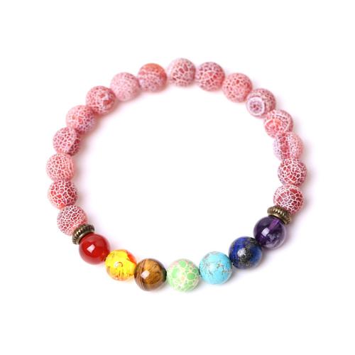 agate effleurant bracelet, avec lave volcanique & Acier inoxydable 304 & alliage de zinc, unisexe & styles différents pour le choix Environ 7.3-7.5 pouce, Vendu par PC