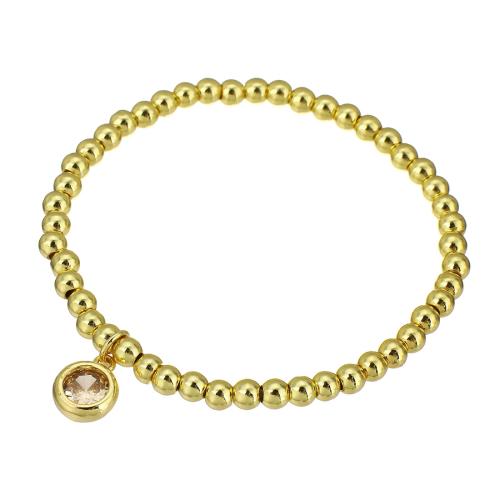 Cubic Zirconia Micro Pave Brass Bracelet, gold color plated, micro pave cubic zirconia & for woman Approx 7 Inch 