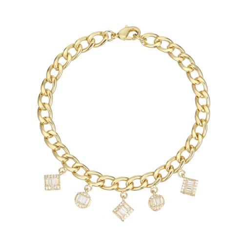 Bracelet cubique en laiton zircon pavent, bijoux de mode & pavé de micro zircon & pour femme Environ 20 cm, Vendu par PC