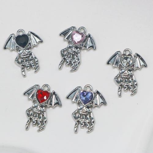 Zinc Alloy Rhinestone Pendants, silver color plated, DIY & with rhinestone 