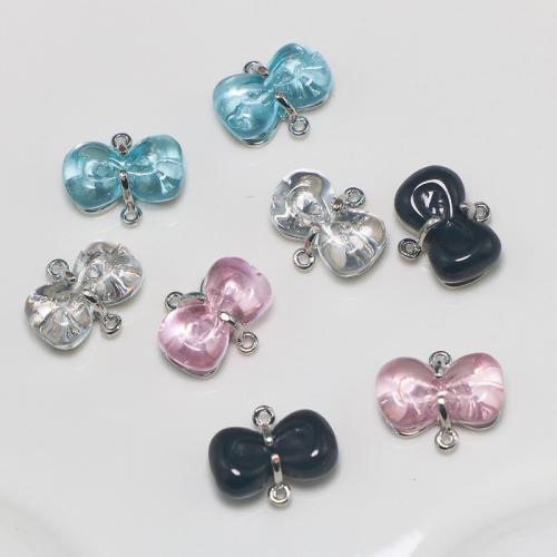 Zinc Alloy Charm Connector, with Crystal, Bowknot, silver color plated, DIY & 1/1 loop 