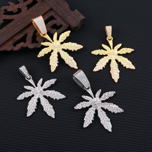 Zinc Alloy Leaf Pendants, plated, DIY & with rhinestone 