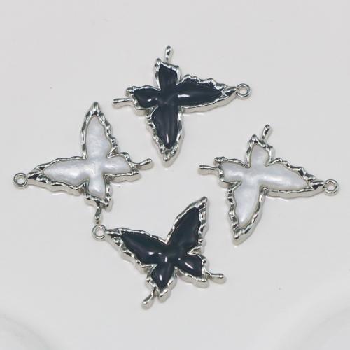 Zinc Alloy Enamel Pendants, Butterfly, silver color plated, DIY 