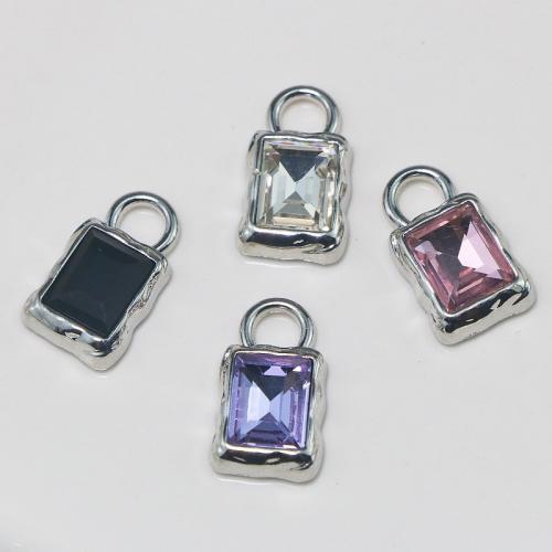 Zinc Alloy Rhinestone Pendants, Lock, silver color plated, DIY & with rhinestone 