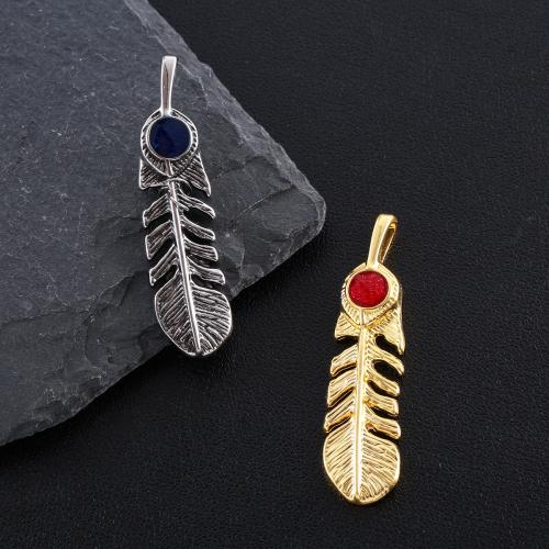 Zinc Alloy Feather Pendants, plated, DIY & enamel 