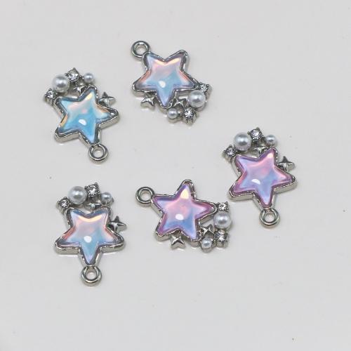 Zinc Alloy Rhinestone Pendants, with Sea Opal & Plastic Pearl, Star, silver color plated, DIY & with rhinestone 