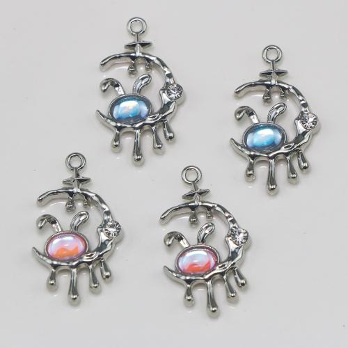 Zinc Alloy Rhinestone Pendants, silver color plated, DIY & with rhinestone [