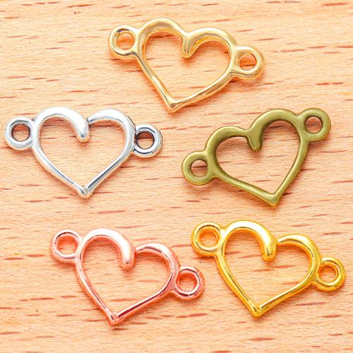 Conector de encanto de aleación de zinc, Corazón, chapado, Bricolaje & 1/1 aro, más colores para la opción, 14.5x8mm, 100PCs/Bolsa, Vendido por Bolsa