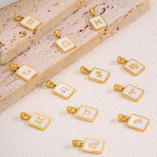 Stainless Steel Constellation Pendant, 304 Stainless Steel, Rectangle, gold color plated, DIY 