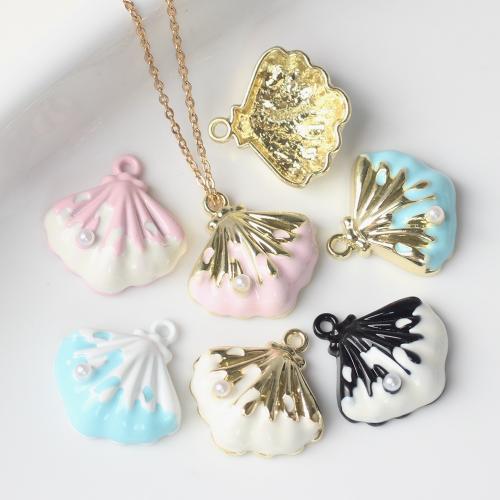 Pendentifs émail, alliage de zinc, avec perle de plastique, coquille, Placage, DIY, plus de couleurs à choisir Vendu par sac