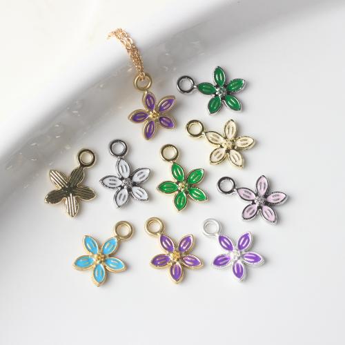 Zink Legierung Emaille Anhänger , Zinklegierung, Blume, plattiert, DIY, keine, 13x10mm, 100PCs/Tasche, verkauft von Tasche