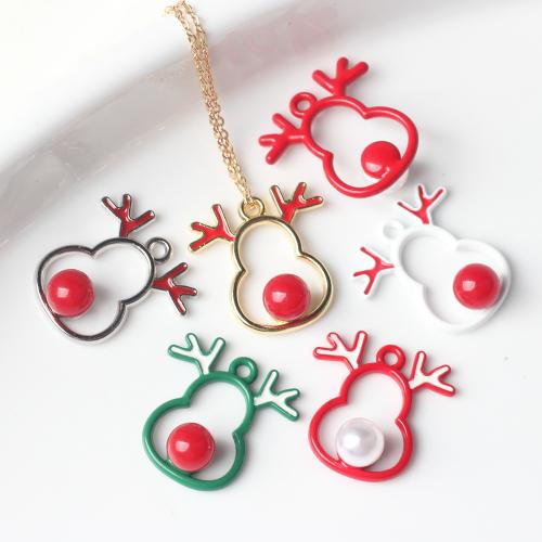 Pendentifs de Noël en alliage de zinc, avec perle de plastique, gazelle, Placage, DIY & émail, plus de couleurs à choisir Vendu par sac