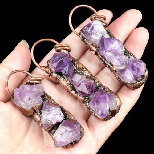 Quarz Halskette, Amethyst, mit Wachsschnur & Eisen, Modeschmuck, violett, verkauft von PC