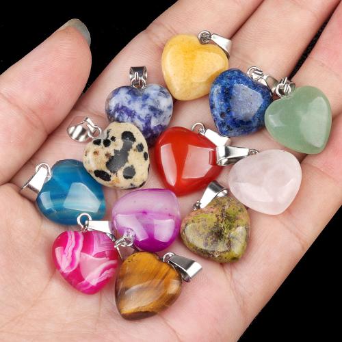 Gemstone Jewelry Pendant, Natural Stone, with Iron, Heart, DIY 