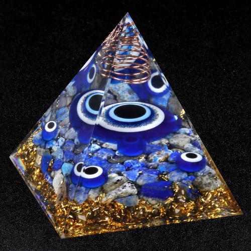 Edelstein Dekoration, Lapislazuli, mit Goldfolie & Harz & Eisen, Modeschmuck, blau, 60x60mm, verkauft von PC