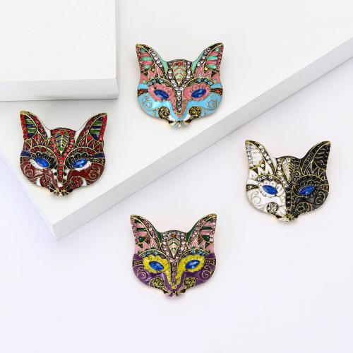 Zinc Alloy Jewelry Brooch, Fox, plated, fashion jewelry & enamel & with rhinestone 