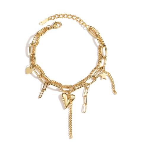 Titanio Acero Pulseras y brazaletes, Partículas de acero, chapado, para mujer, dorado, Vendido por UD