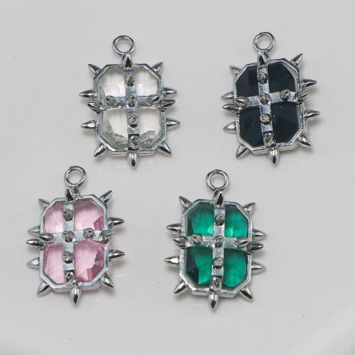 Zinc Alloy Rhinestone Pendants, silver color plated, DIY & with rhinestone 