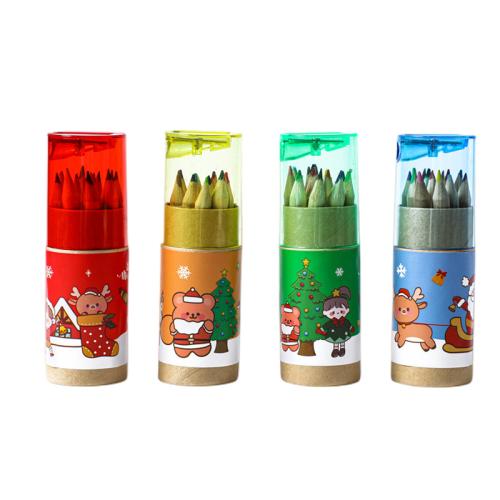 bois Crayon de couleur, avec capuchon en plastique & Kraft, Conception de Noël, plus de couleurs à choisir îte, Vendu par boîte