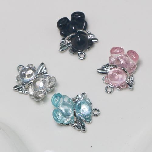 Resin Zinc Alloy Pendants, with Zinc Alloy, Bear, silver color plated, DIY 