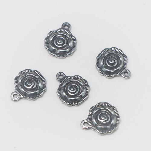 pendentifs de fleur en alliage zinc, Acier inoxydable 304, Rose, DIY, couleur originale, Vendu par PC