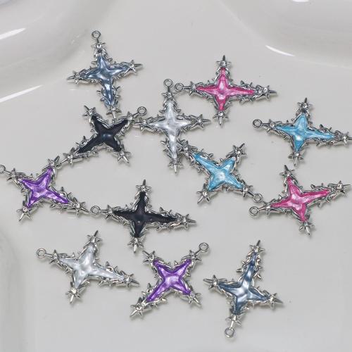 Zinc Alloy Enamel Pendants, Cross, silver color plated, DIY 