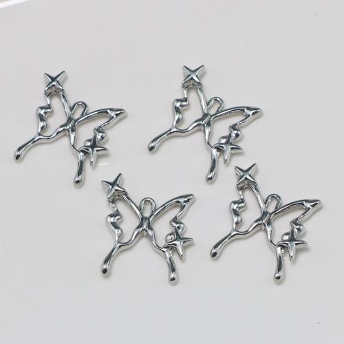 Zinc Alloy Animal Pendants, Butterfly, silver color plated, DIY 