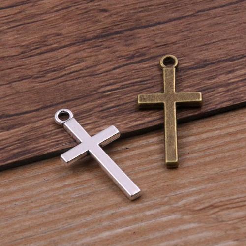 Colgantes de Aleación de Zinc en Forma Cruces, chapado, Bricolaje, más colores para la opción, 13x27mm, agujero:aproximado 2mm, aproximado 100PCs/Bolsa, Vendido por Bolsa