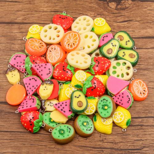 Imitation de fruits Pendentif Résine, avec fer, Forme différente pour le choix & DIY, plus de couleurs à choisir, Environ Vendu par sac[