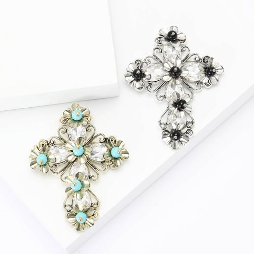 Rhinestone Zinc Alloy Brooch, Cross, plated, fashion jewelry & with rhinestone 