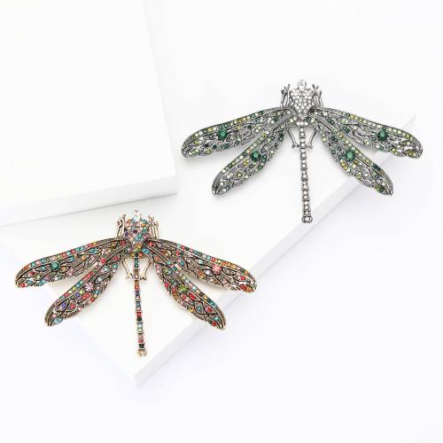 Rhinestone Zinc Alloy Brooch, Dragonfly, plated, fashion jewelry & with rhinestone 