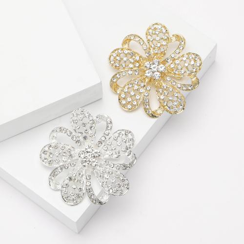 Strass Zink Legierung Brosche, Zinklegierung, Blume, plattiert, Modeschmuck & mit Strass, keine, 66x66mm, verkauft von PC