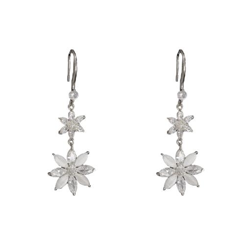 Boucles d'oreilles en laiton zircon cubique pavent, avec Oeil de chat, Plaqué d'or, pavé de micro zircon & pour femme, plus de couleurs à choisir Vendu par paire