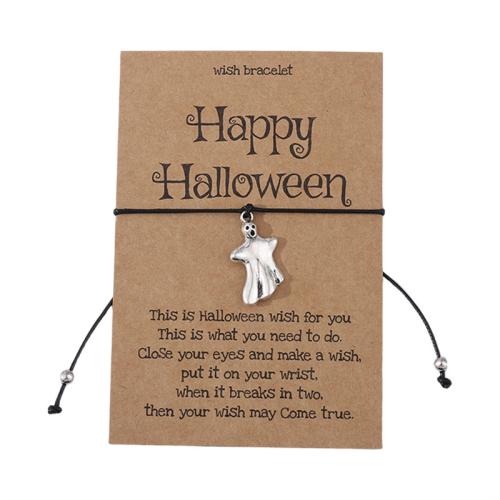 Nuevas joyas y decoraciones populares de Halloween, aleación de zinc, con Cordón de cera, chapado, unisexo & Joyería de Halloween & diferentes estilos para la opción, plateado, Vendido por UD