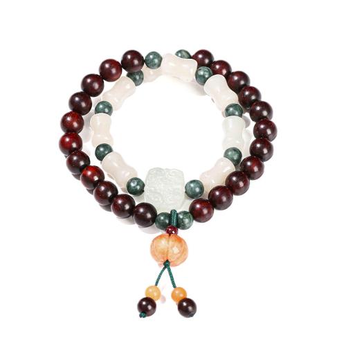 Santos+Rose+Wood Pulsera, con Jade glacial, hecho a mano, Doble capa & para mujer, beads length 8mm, 6mm, longitud:aproximado 6-7 Inch, Vendido por UD