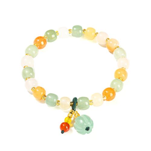 Jade Bracelet, Pumpkin, handmade, fashion jewelry & for woman, beads length 7-8mm Approx 6-7 Inch 